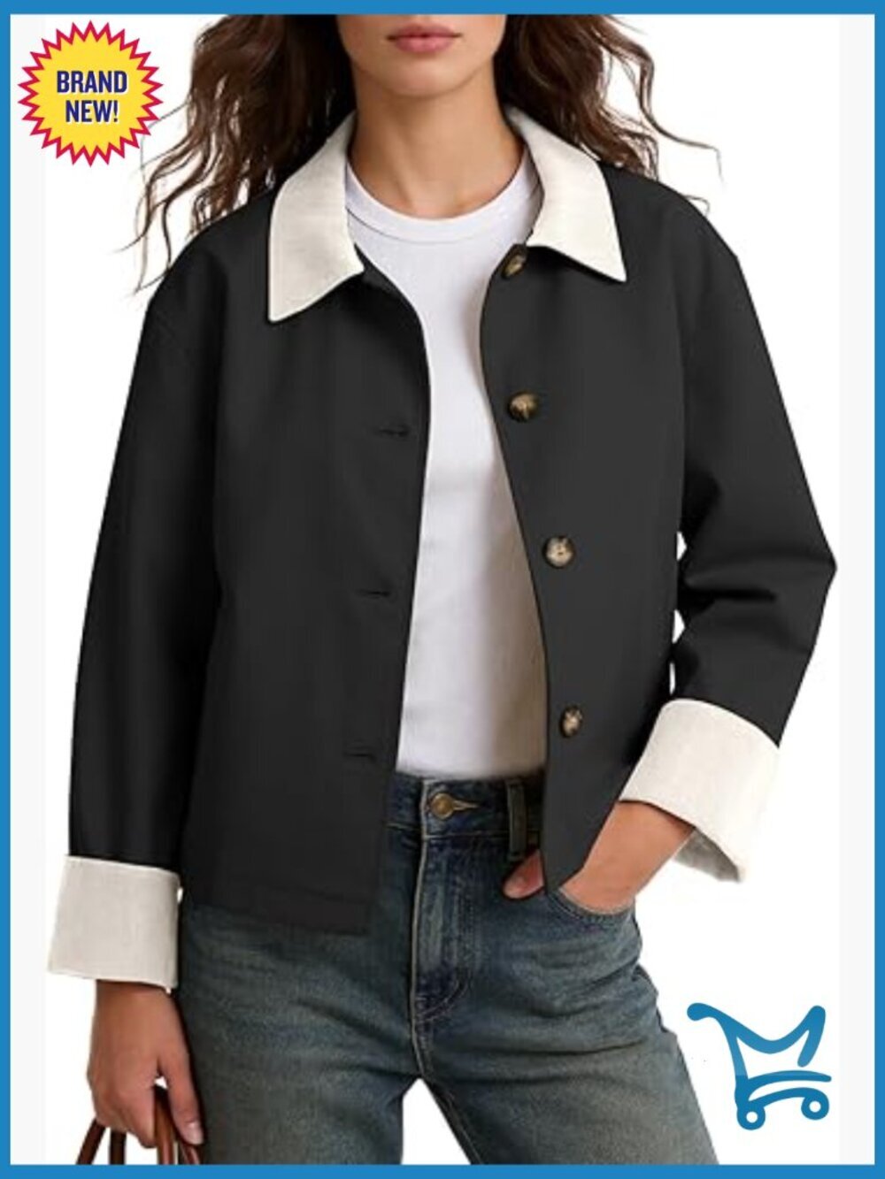 Casual Cropped Trench Coat Jacket Loose Lightweight Barn Jacket 2026 Spring Fall